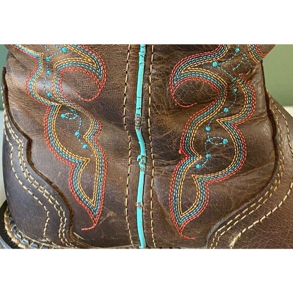 Justin Boots Womens Size 7B Gypsy Raya L2900 12” Brown Turquoise Leather Western - Picture 7 of 14